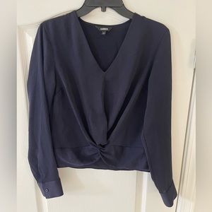Express Navy Twist Front Blouse